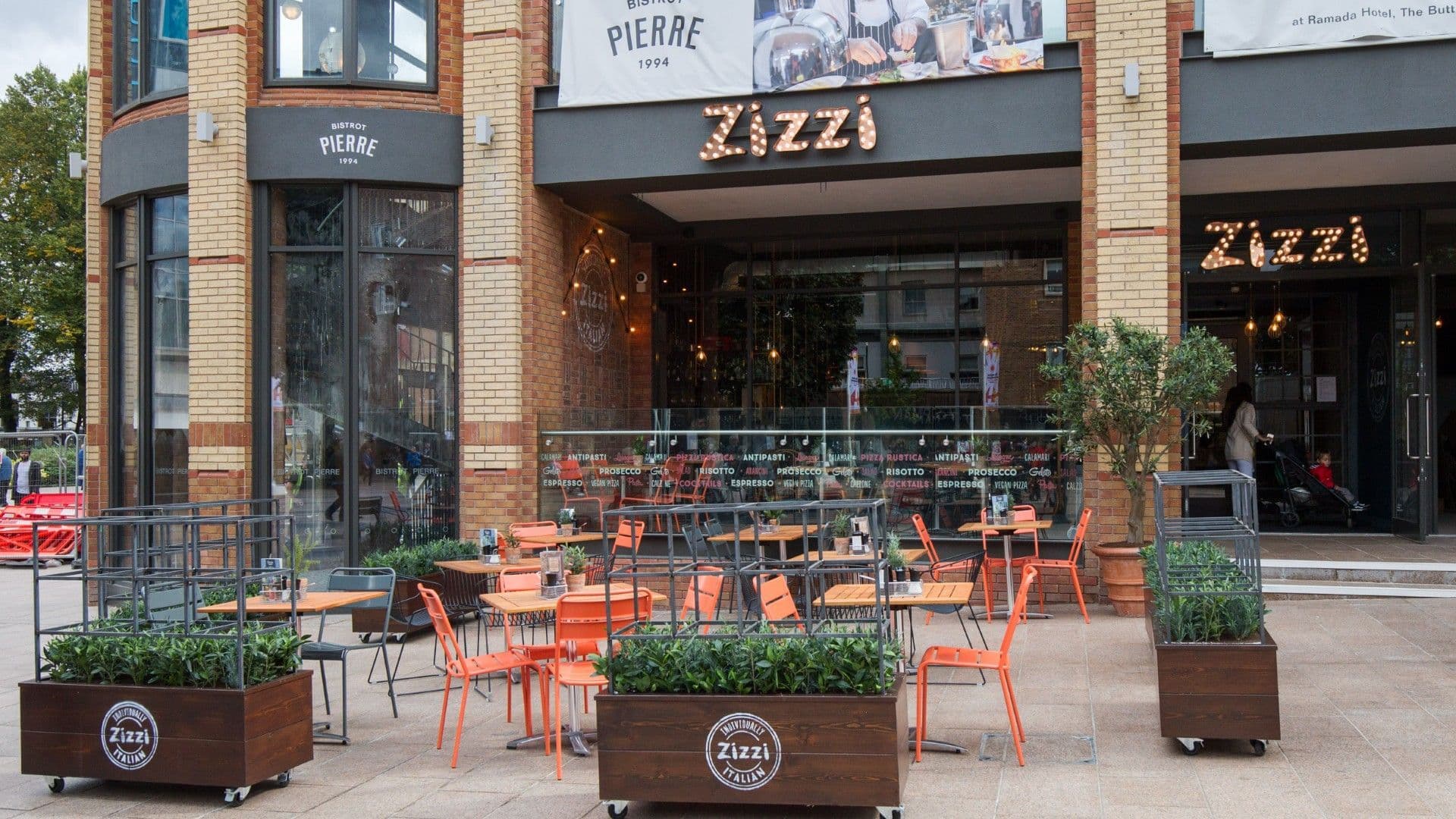 Outside seating at Zizzi Coventry.