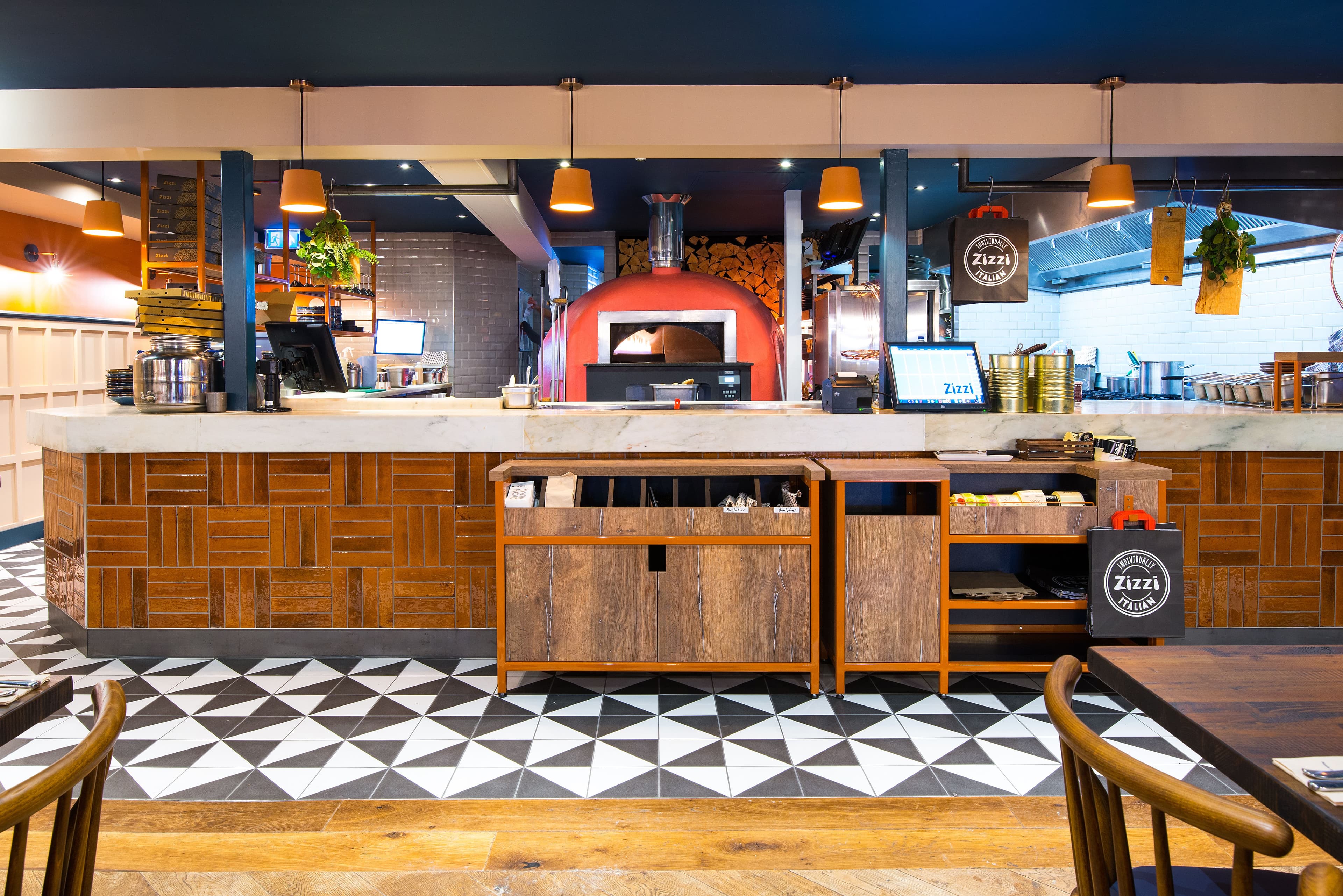 Zizzi Stratford Upon Avon view overlooking pizza oven