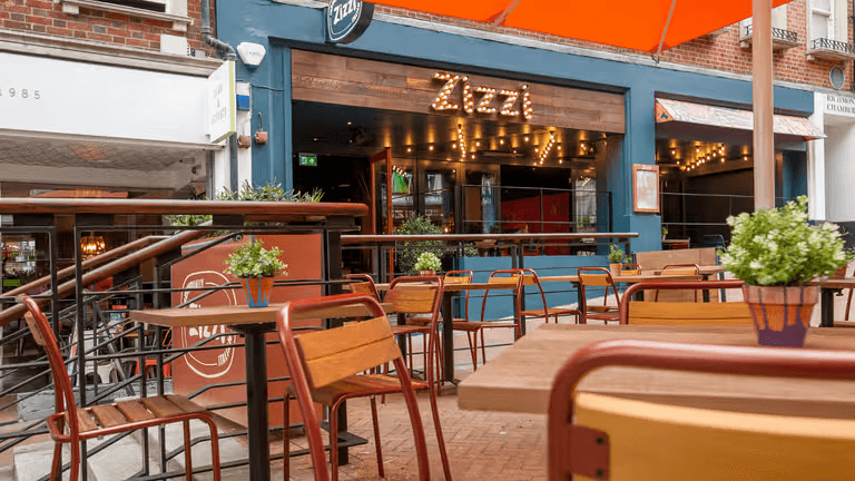 Outside seating on the high street at Zizzi Bournemouth