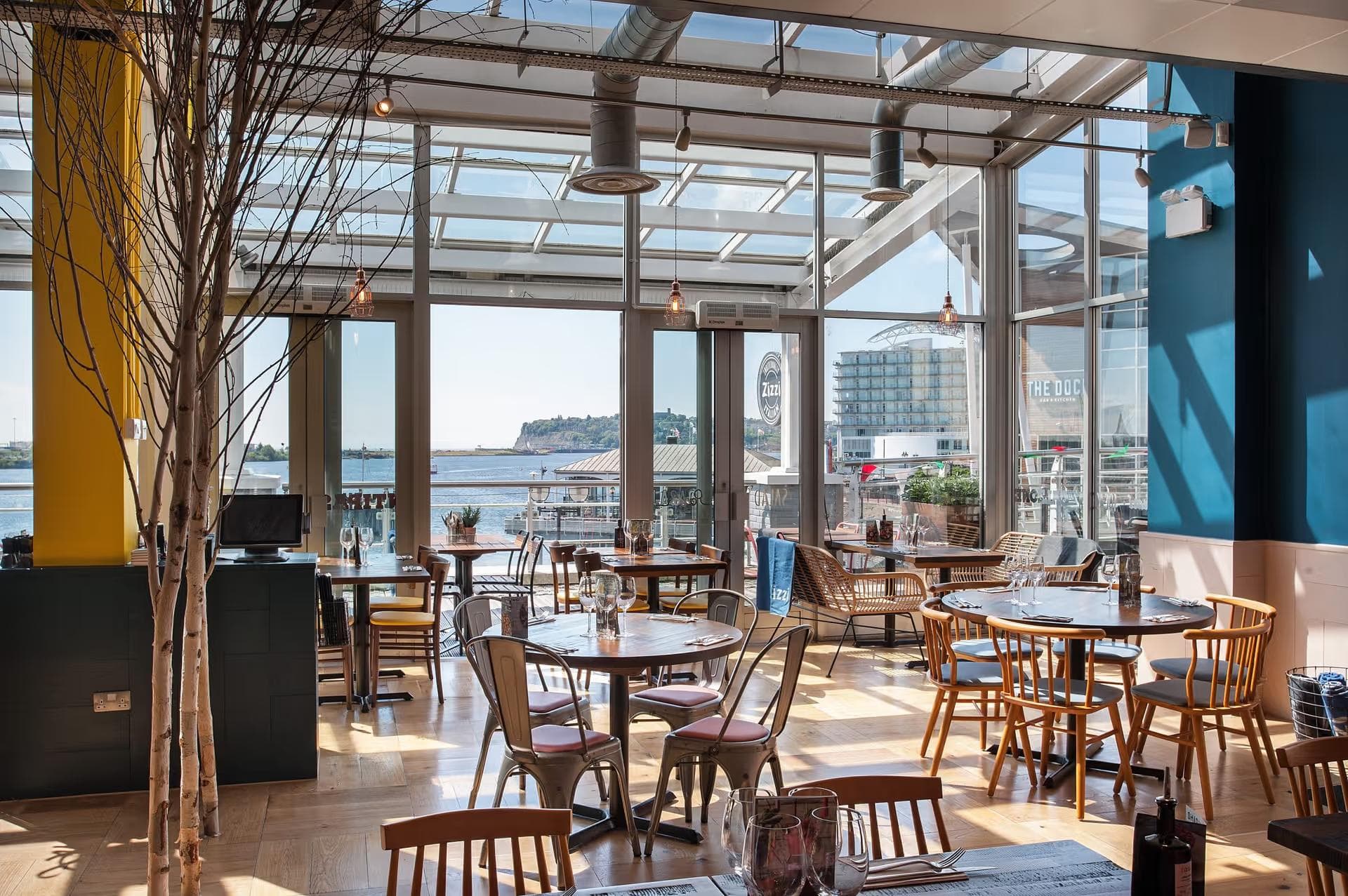 Semi-private dining room at Zizzi Cardiff Mermaid Quay