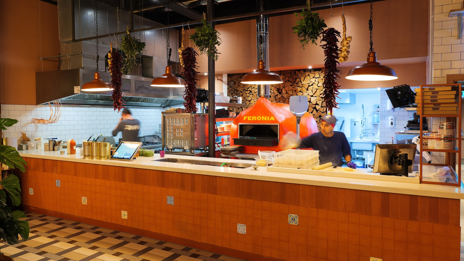 Interiors of Zizzi Derby kitchen 