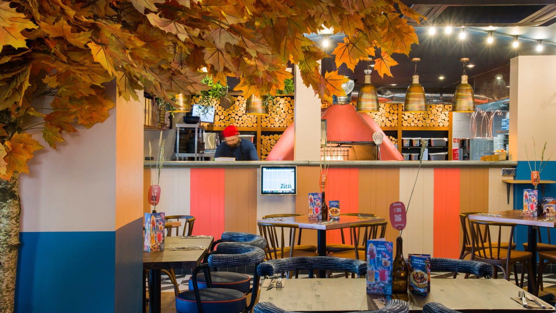 Dining room and Pizza oven Zizzi Banstead. 