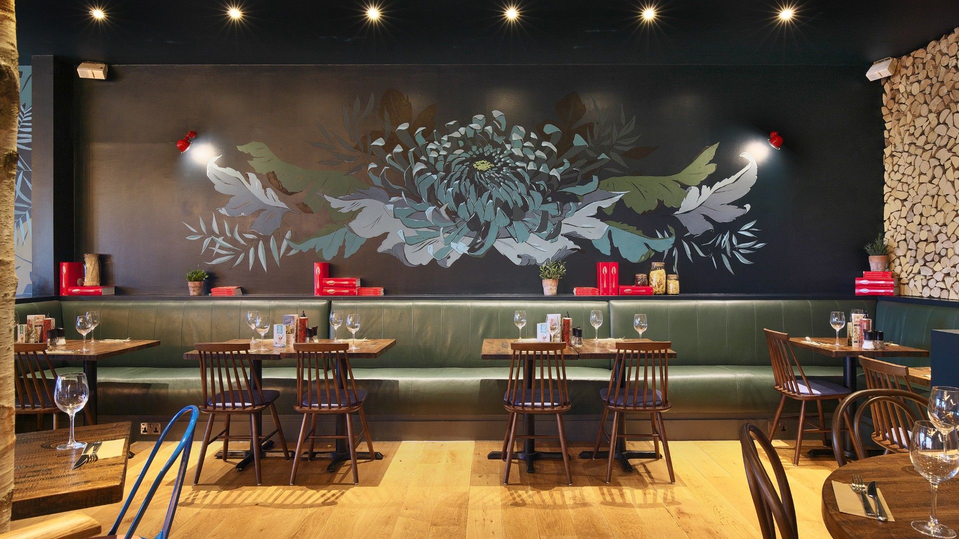 Tables and art wall Zizzi Bexleyheath 