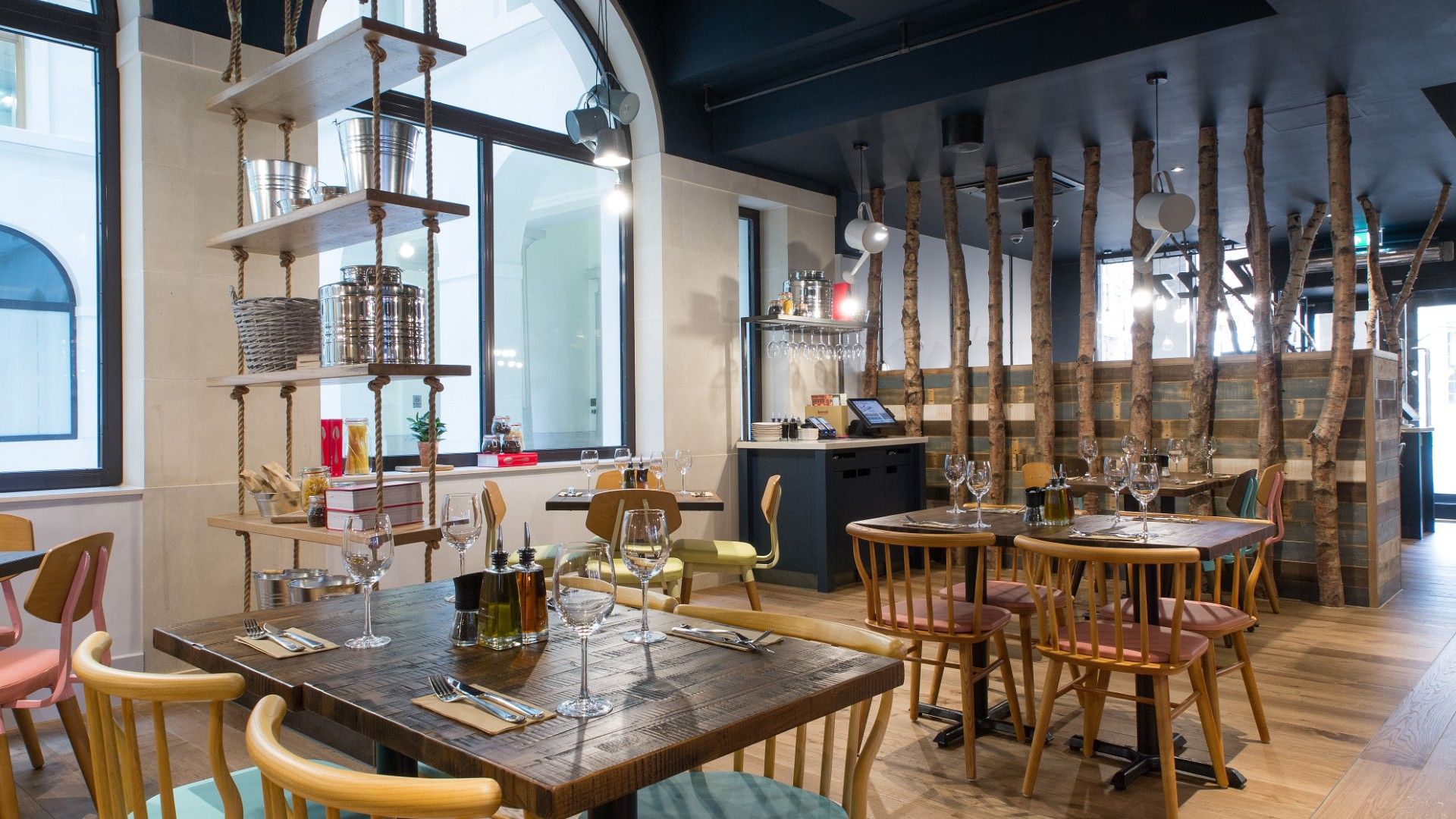 Tables and chairs Zizzi Birmingham Brindley Place 
