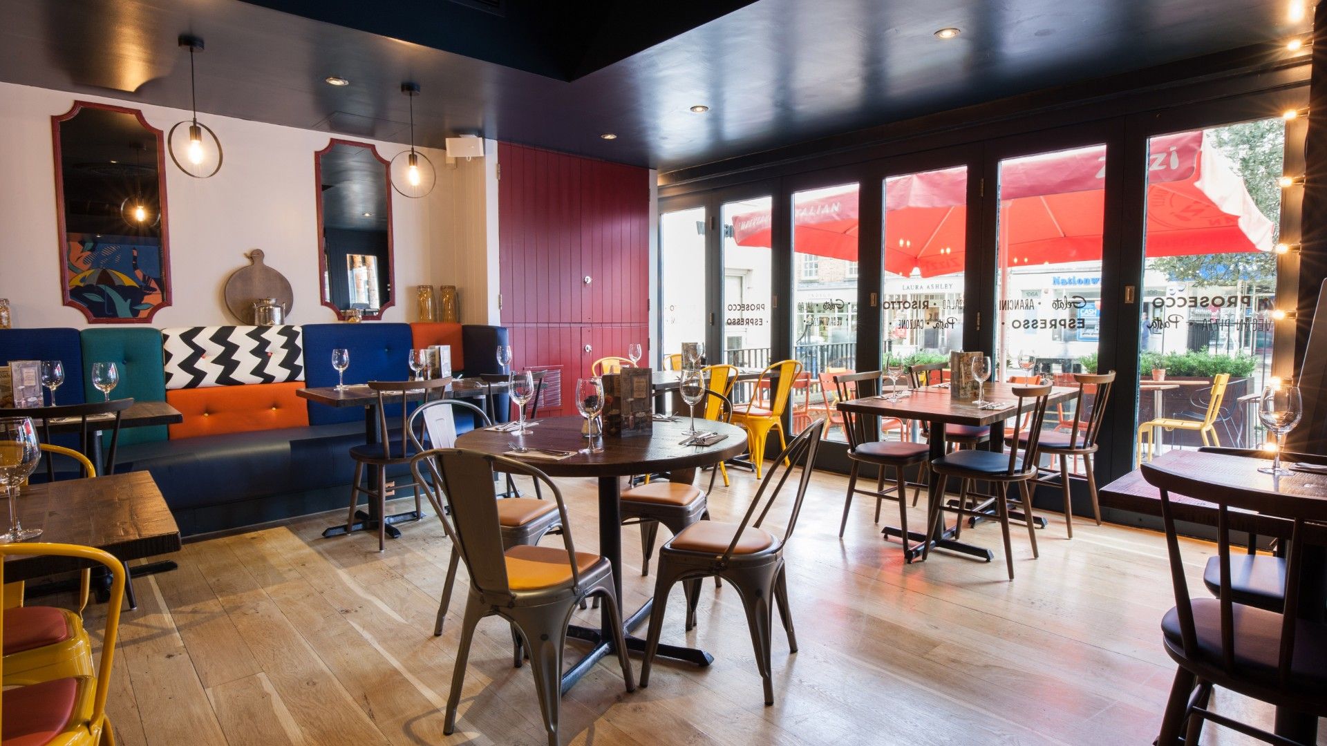 Tables and chairs Zizzi Leamington Spa. 
