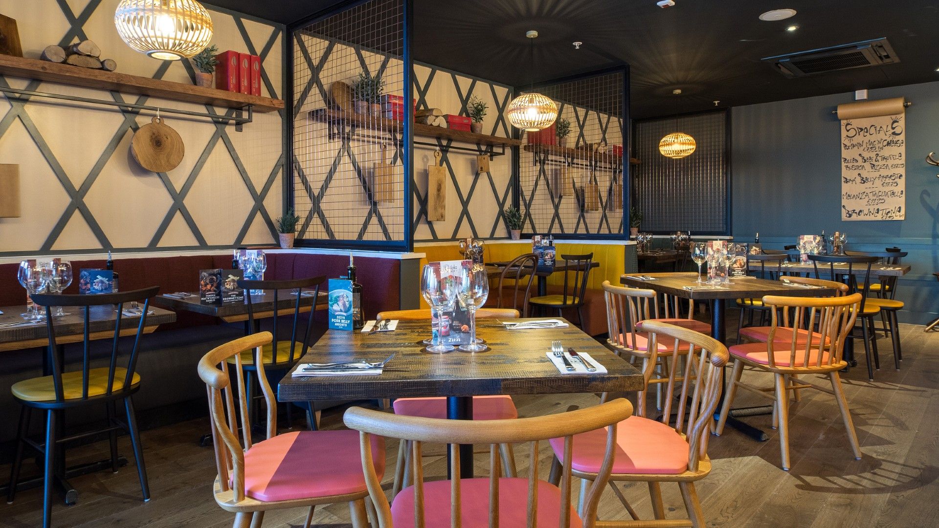 Table and chairs Zizzi Liffey Valley, Dublin. 