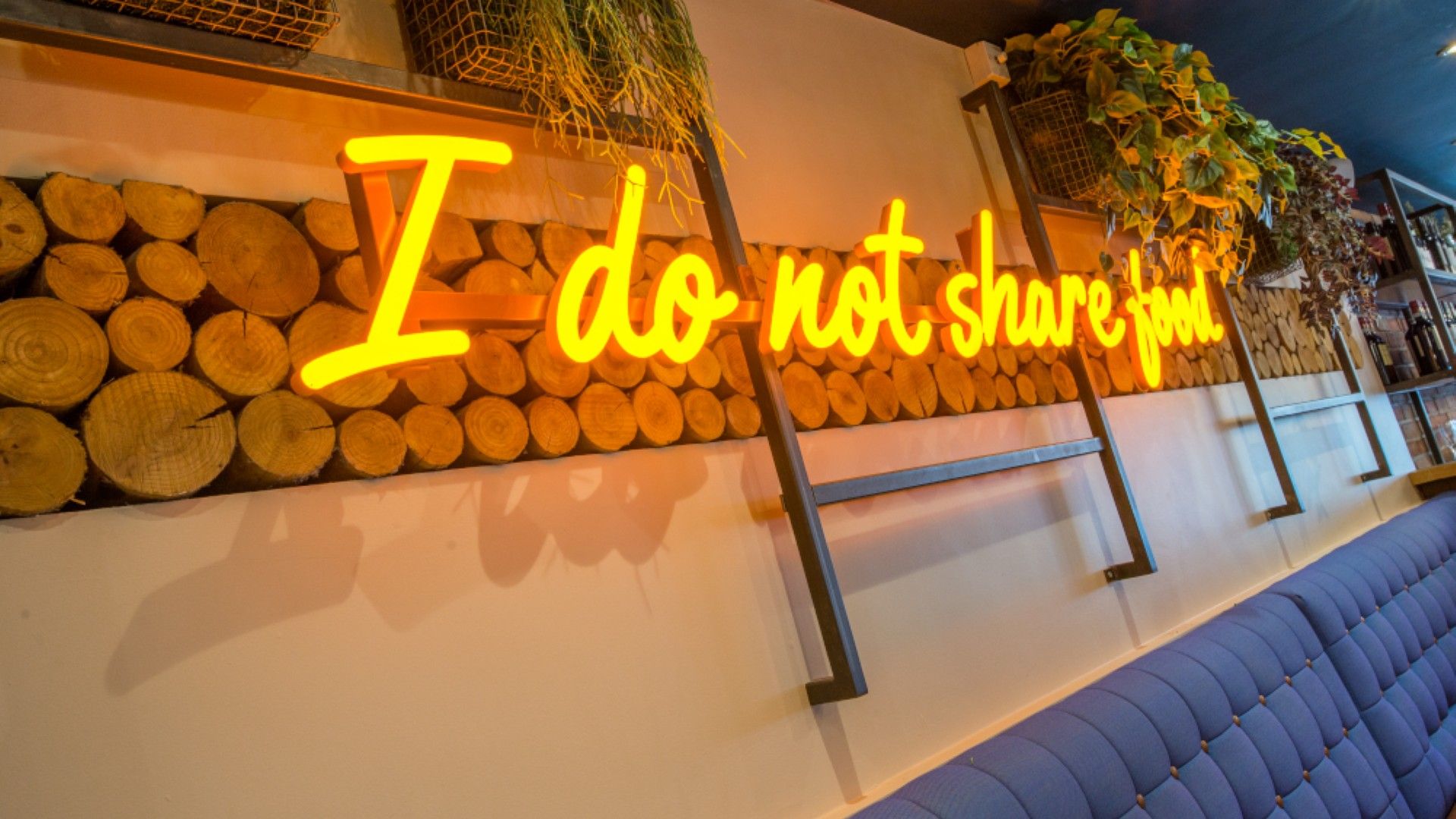 Neon sign saying I do not share Zizzi Birmingham Mailbox 