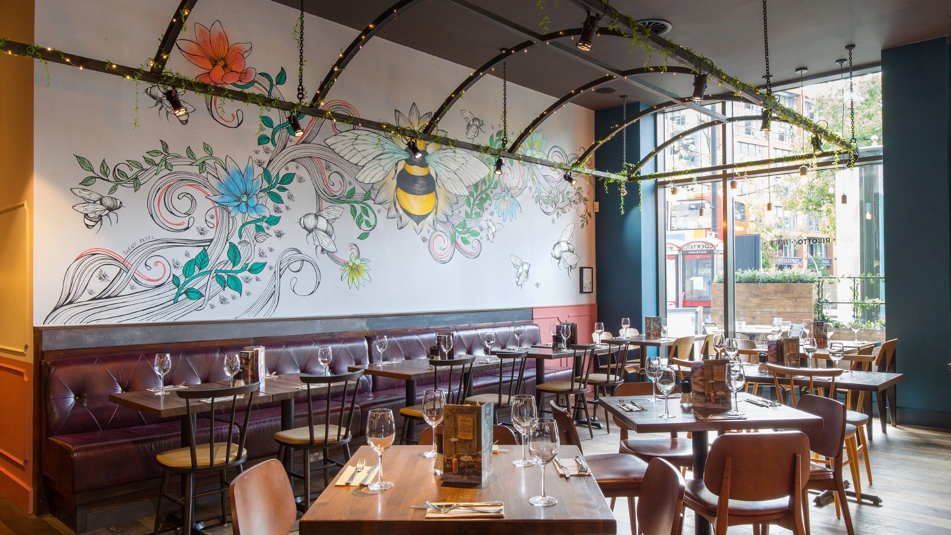 Tables and Chairs Zizzi Manchester Piccadilly. 