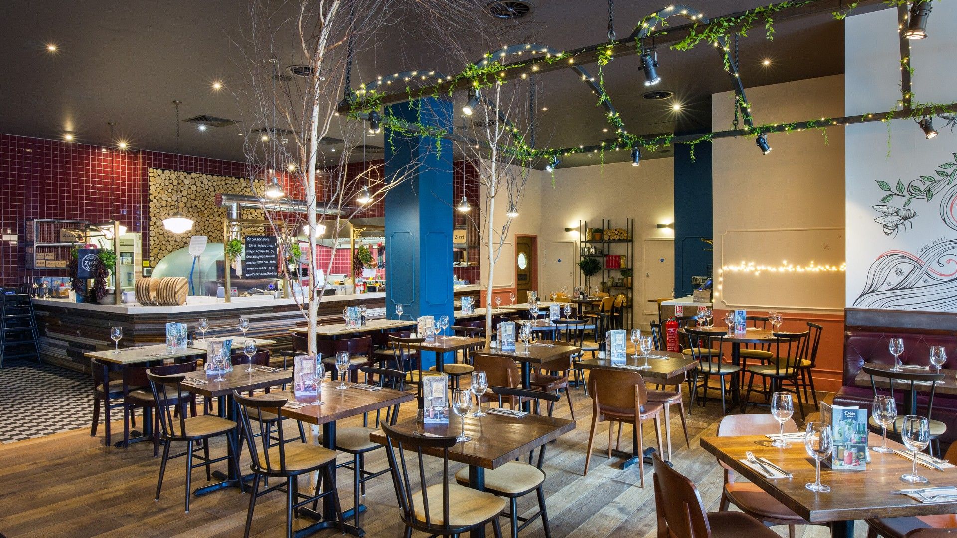 Tables and Chairs Zizzi Manchester Piccadilly. 
