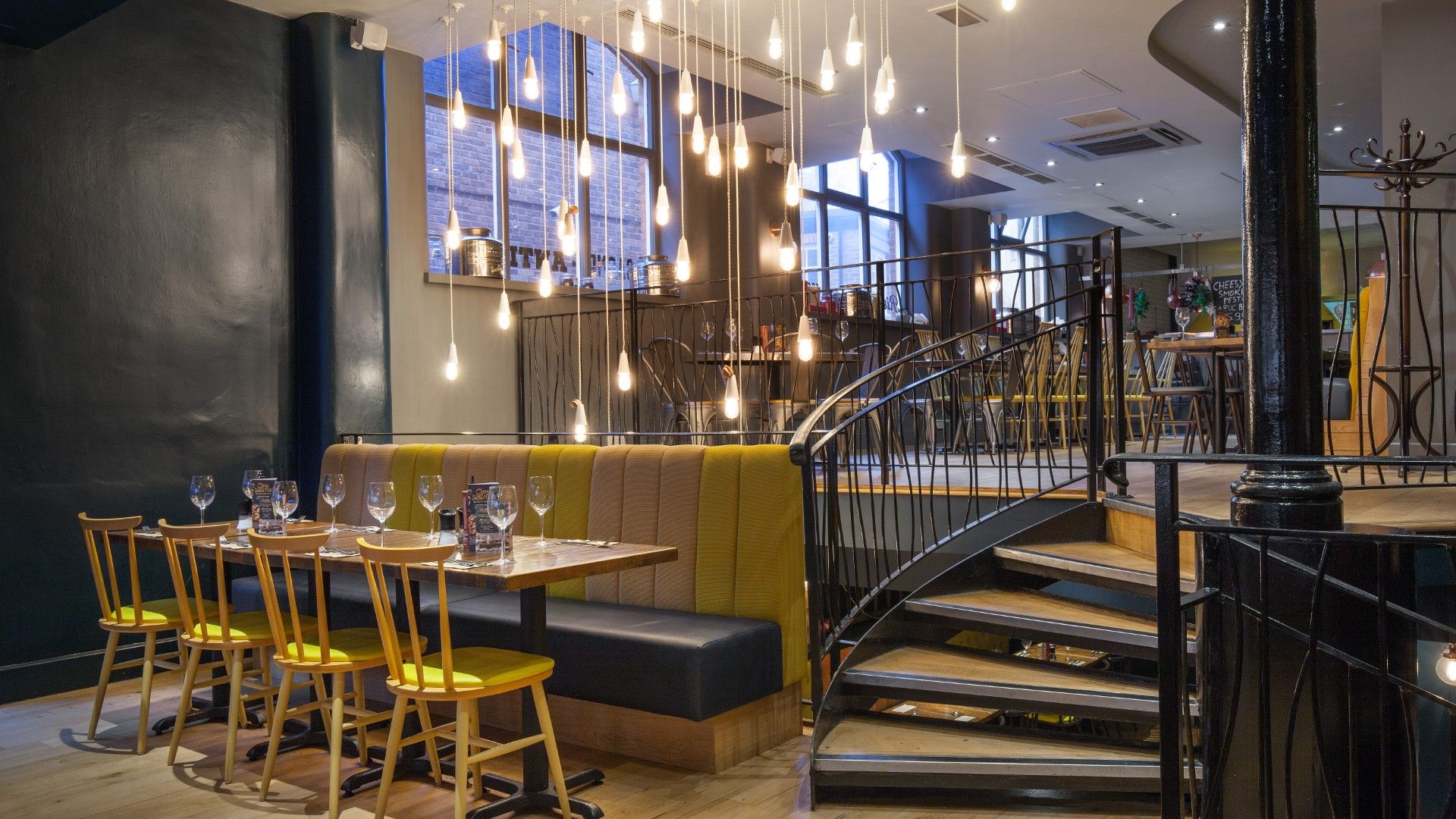 Table view of lights Zizzi Oxford. 