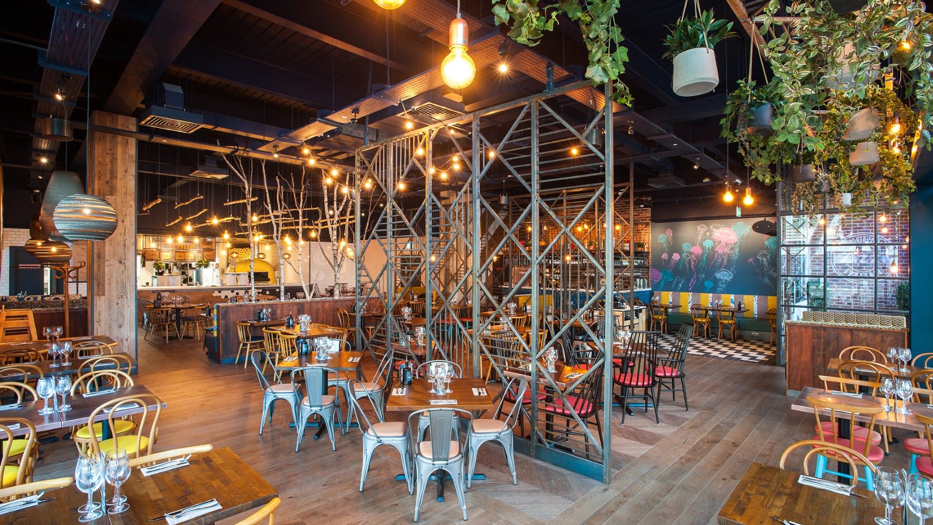 Tables and chairs Zizzi Plymouth. 