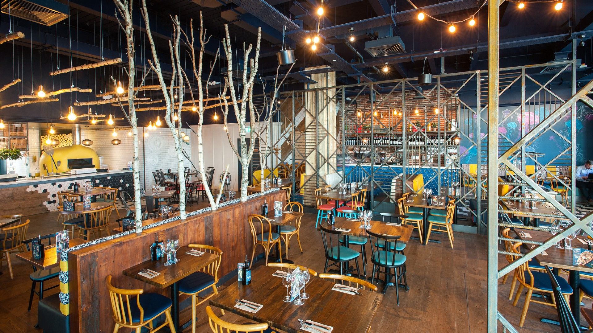 Tables and chairs Zizzi Plymouth. 