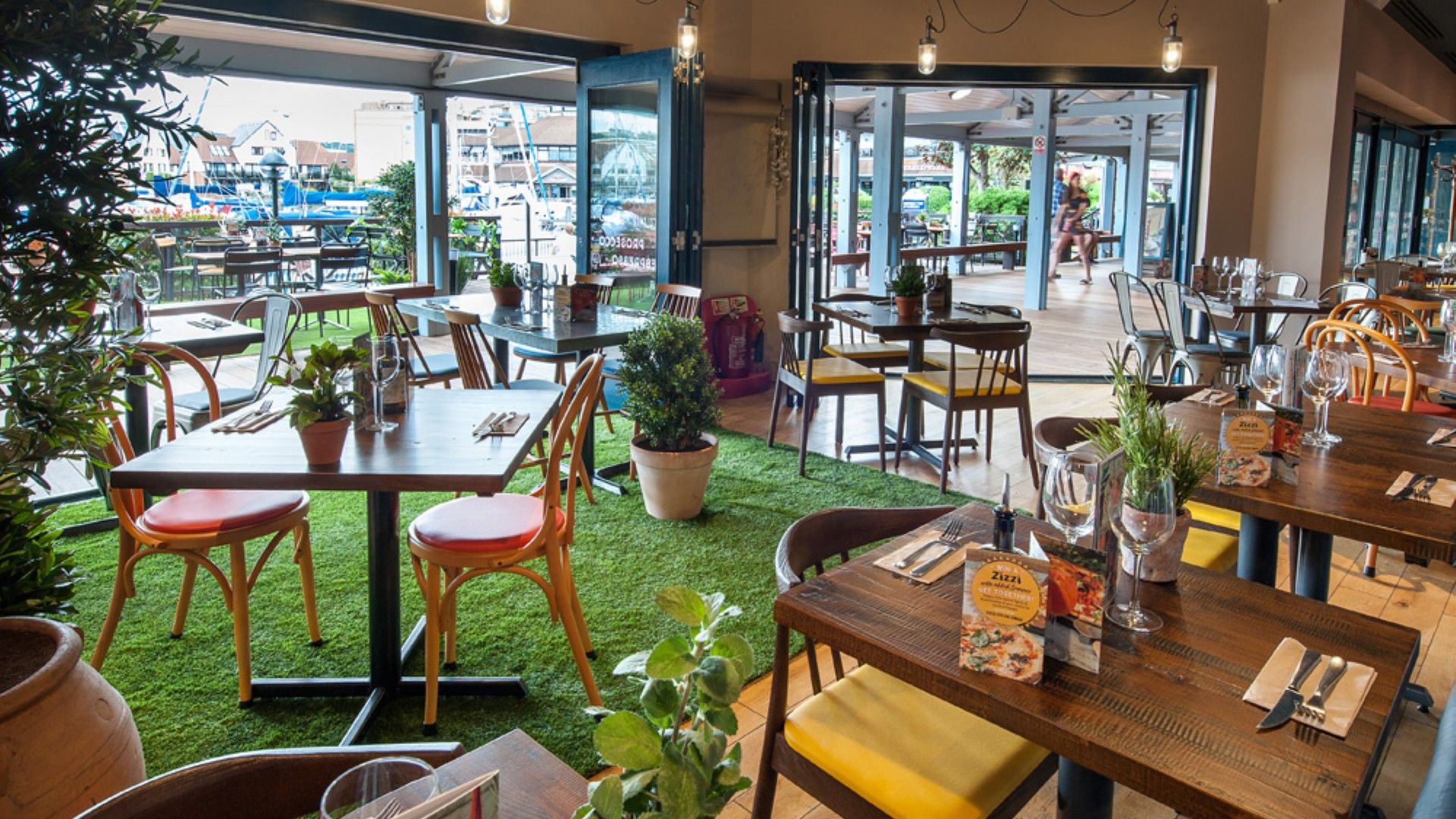 Tables and chairs Zizzi Port Solent. 