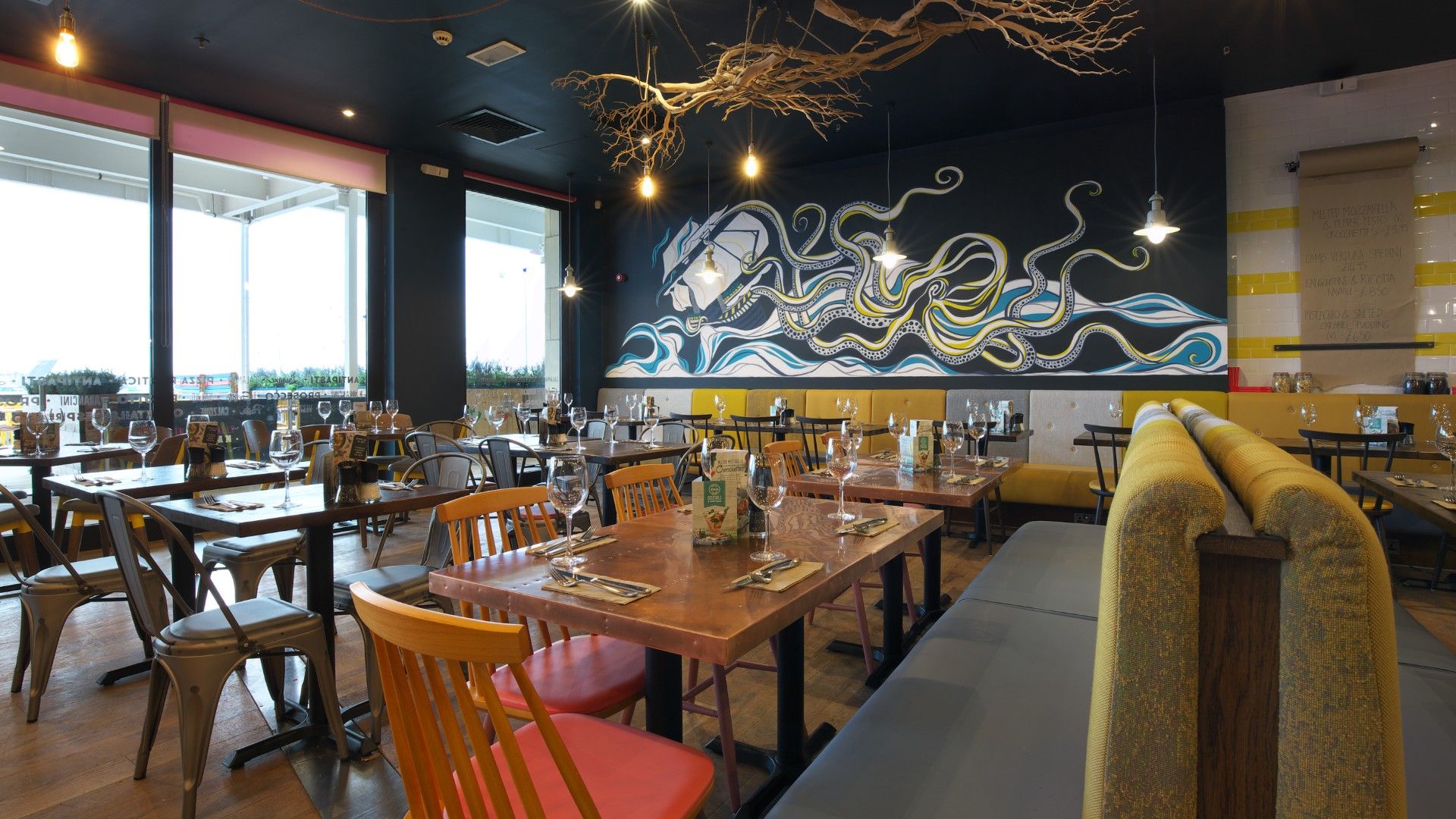 Tables and chairs Zizzi Portsmouth. 