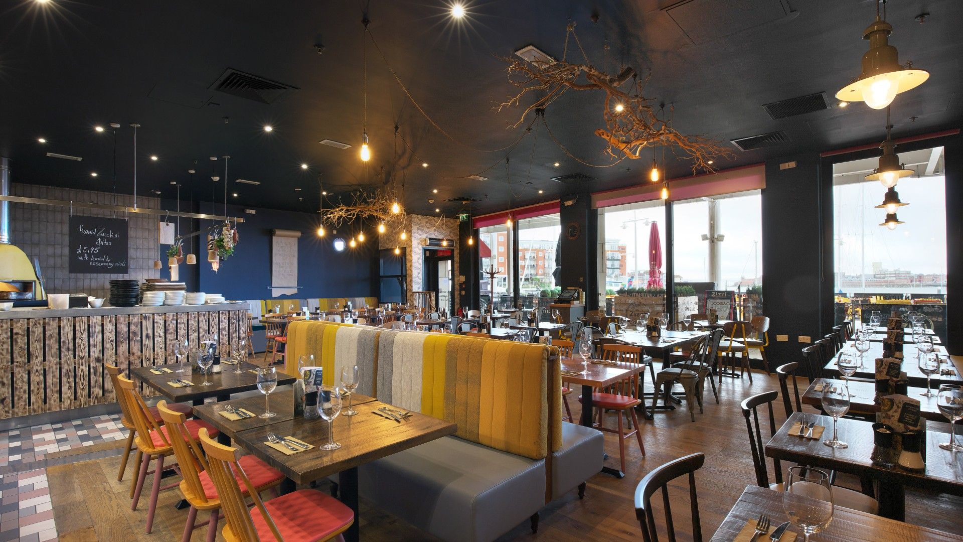 Tables and chairs Zizzi Portsmouth. 