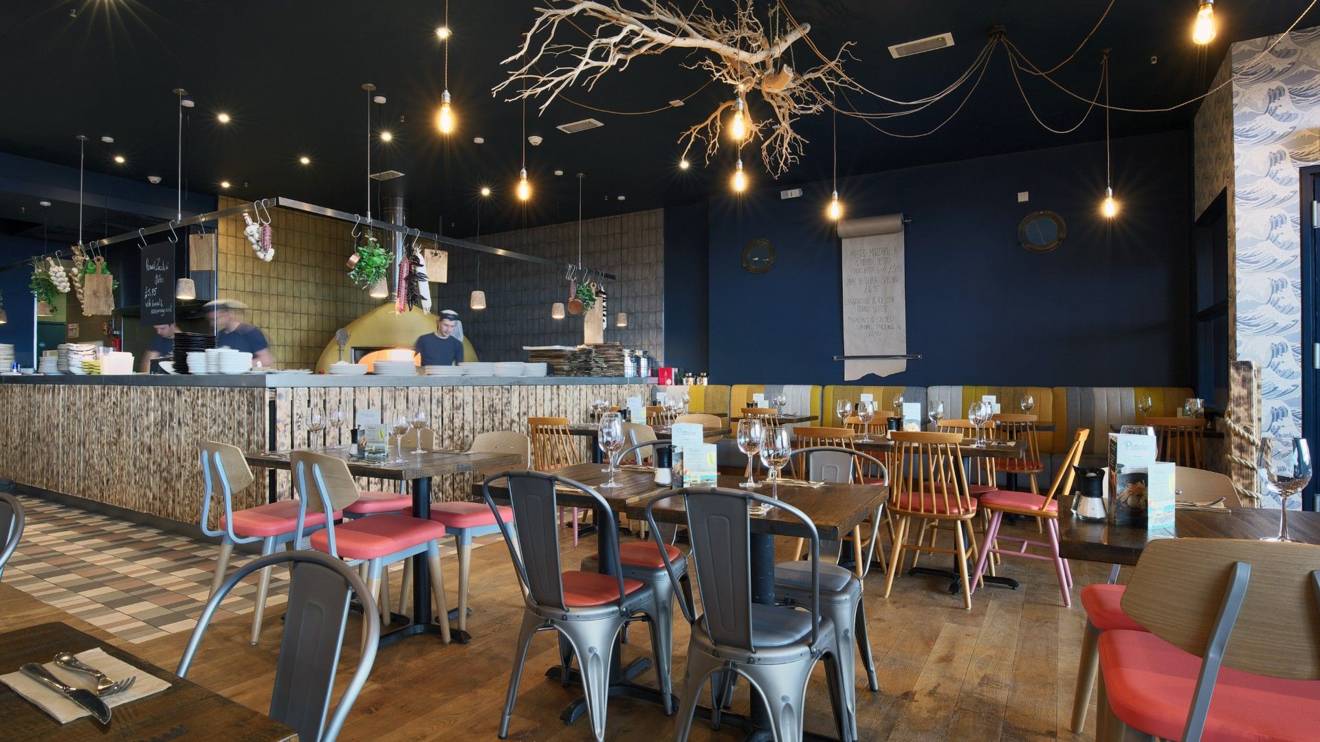 Tables and chairs Zizzi Portsmouth. 