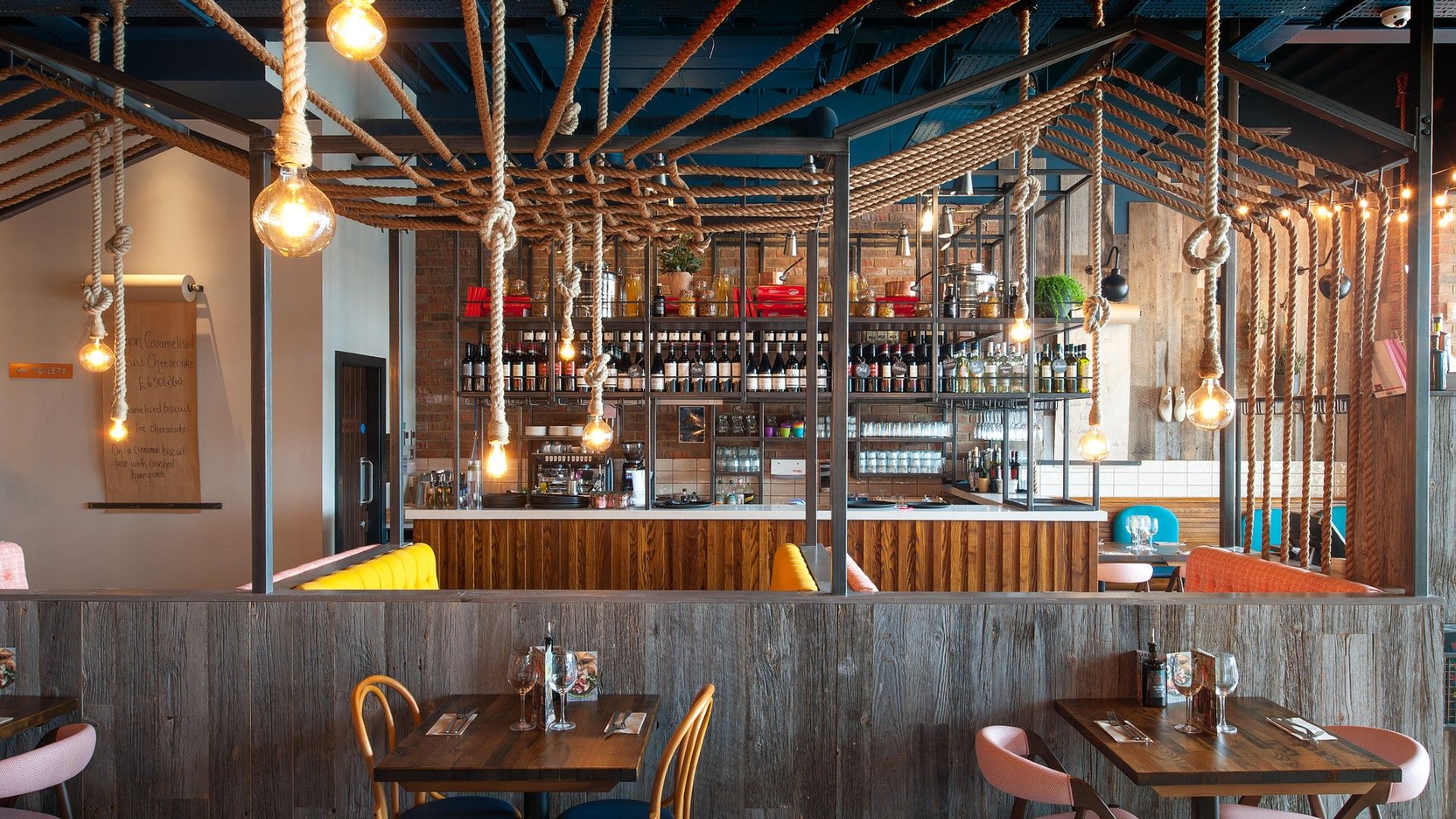 Tables and chairs Zizzi Rushden Lakes. 