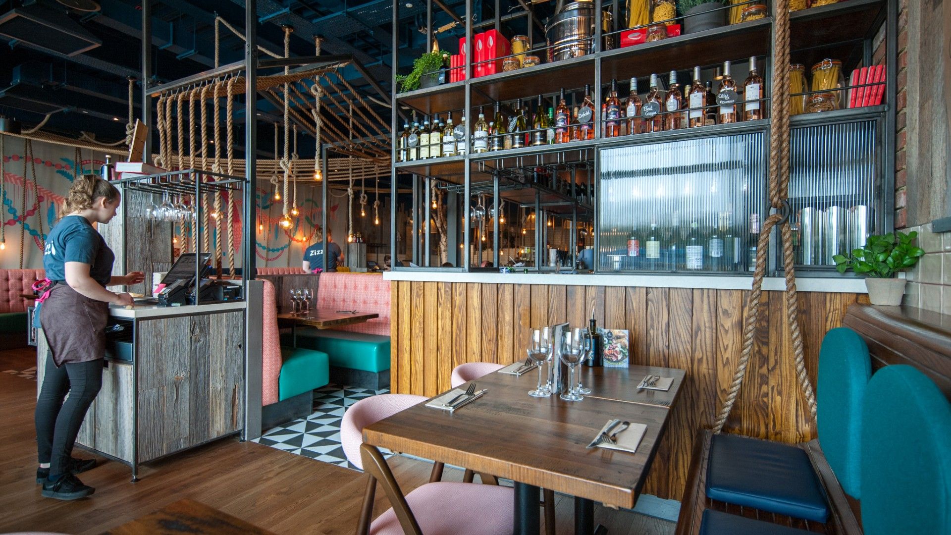Tables and chairs Zizzi Rushden Lakes. 