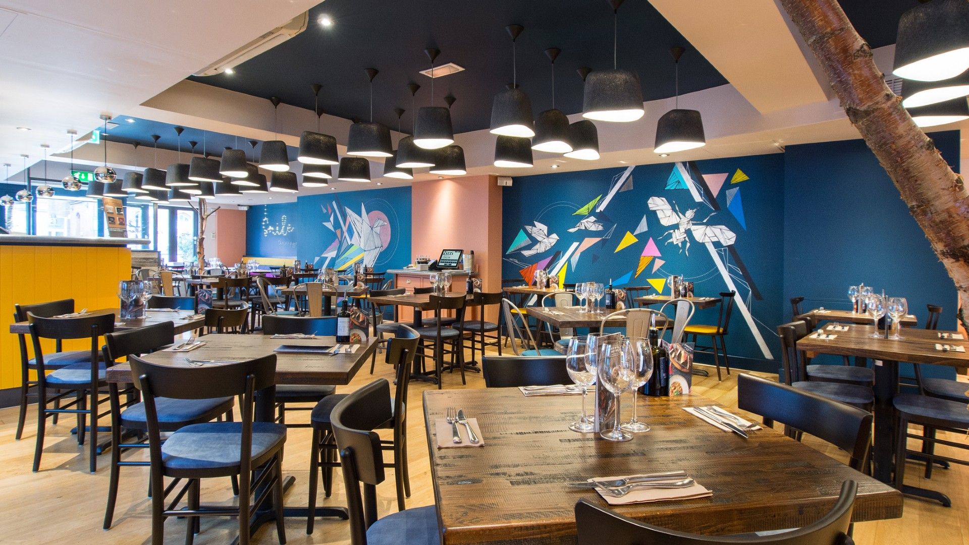 Tables and chairs Zizzi Solihull. 