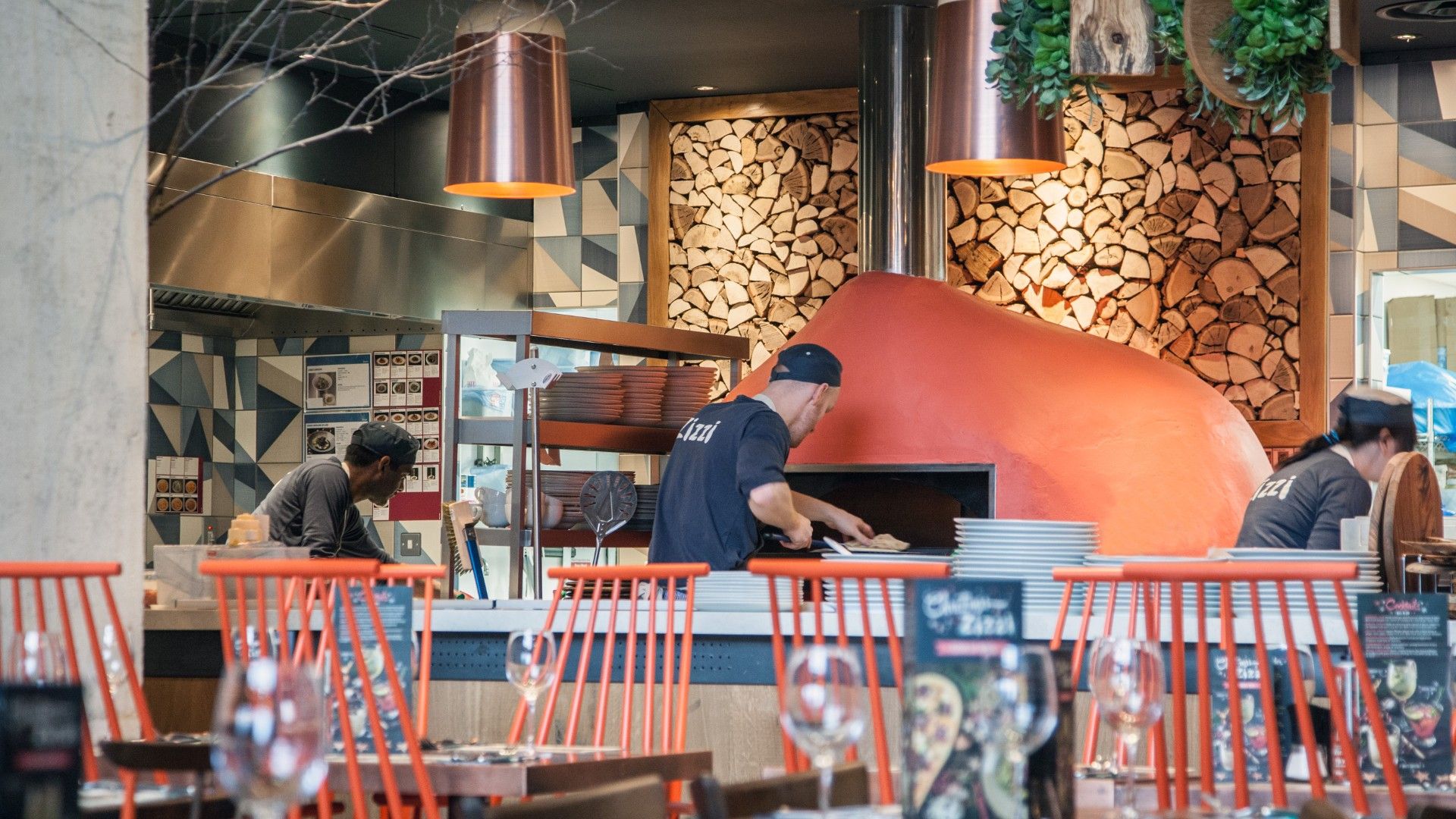 Table view of Pizza oven Zizzi Southampton. 