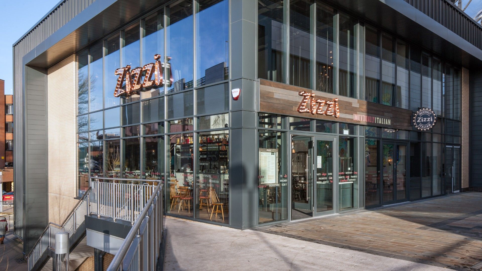 Exterior view of Zizzi Stafford. 