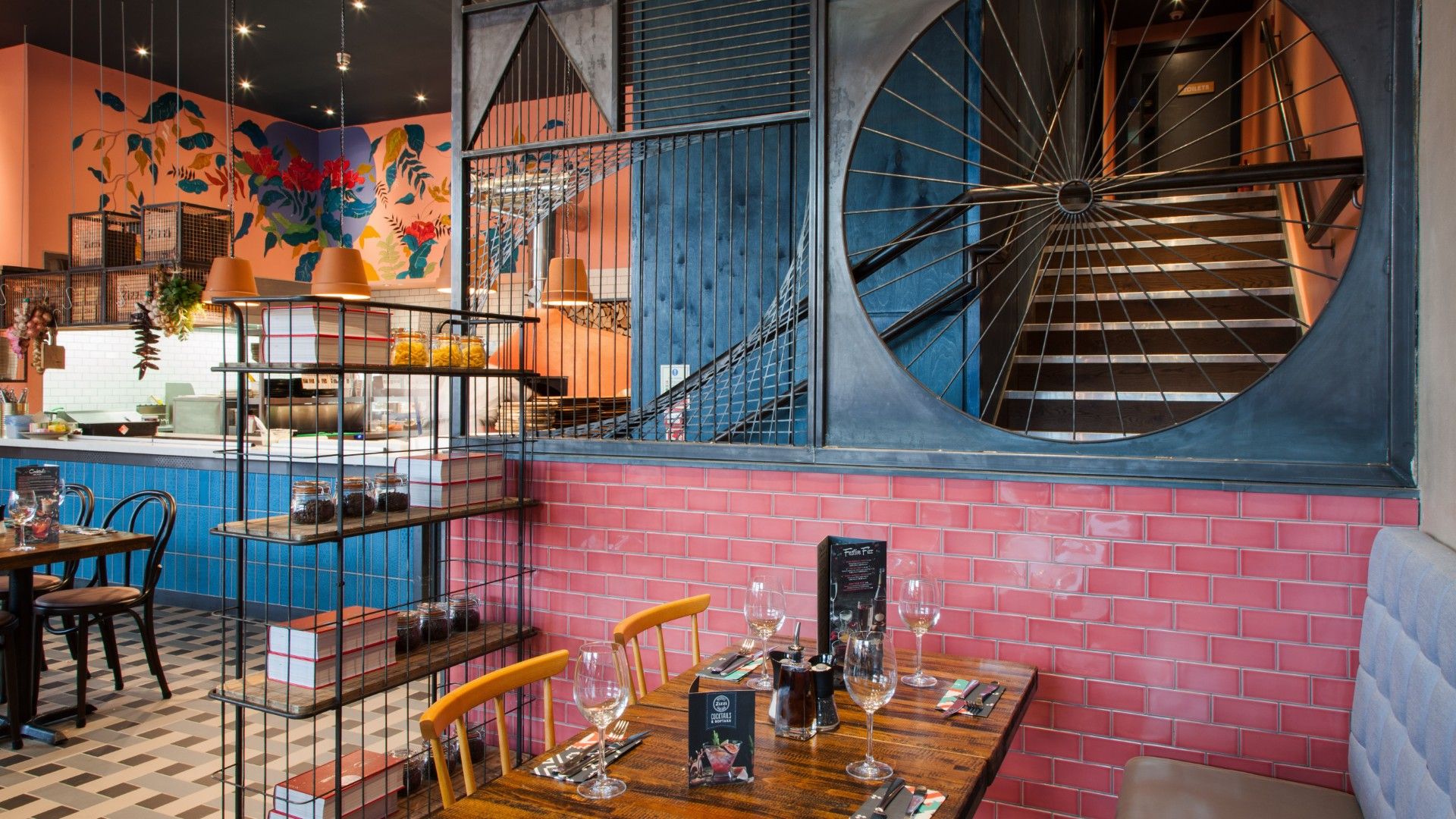 Tables and chairs Zizzi Stockport. 