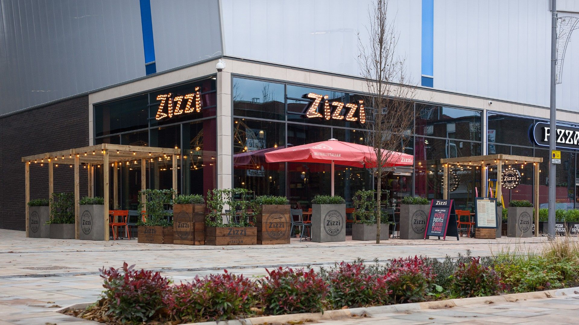 Exterior view of Zizzi Stockport. 