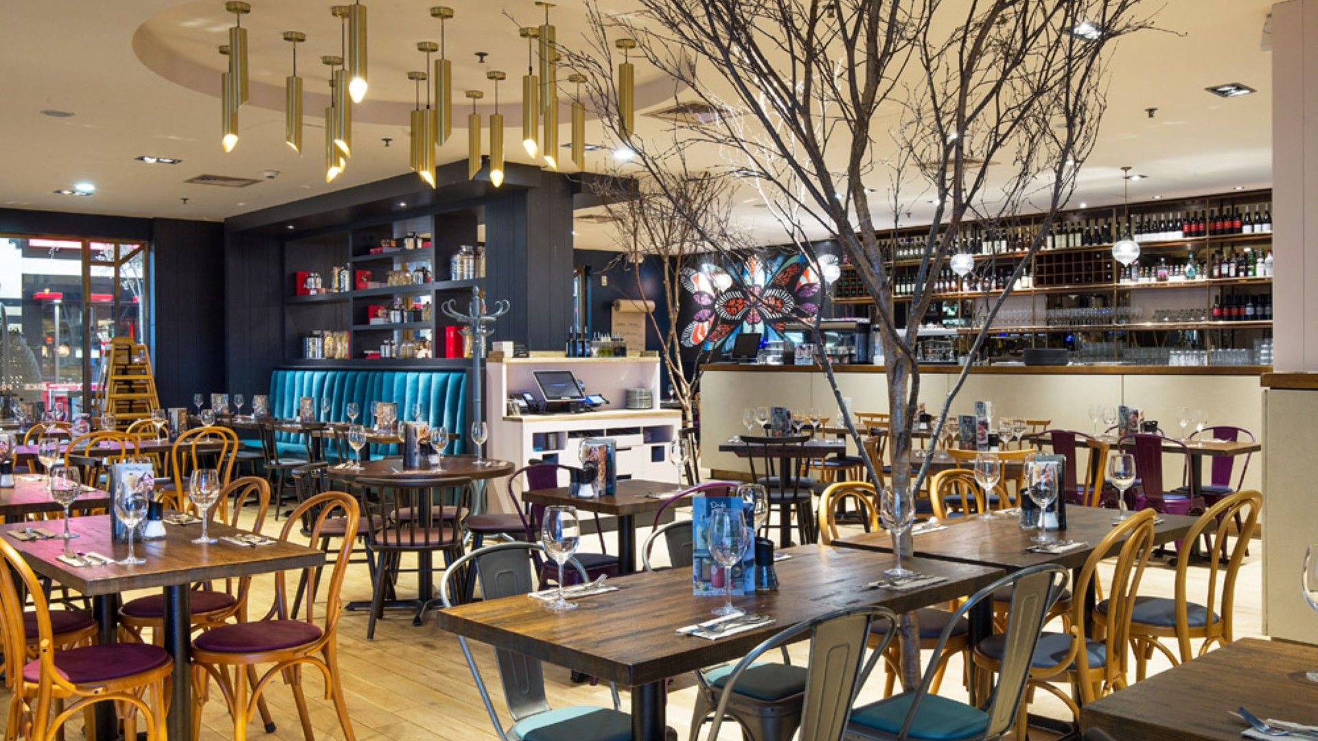 Tables and chairs Zizzi, The O2. 
