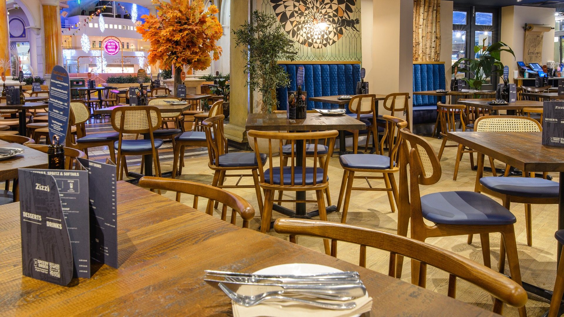 Tables and chairs Zizzi The Trafford Centre. 