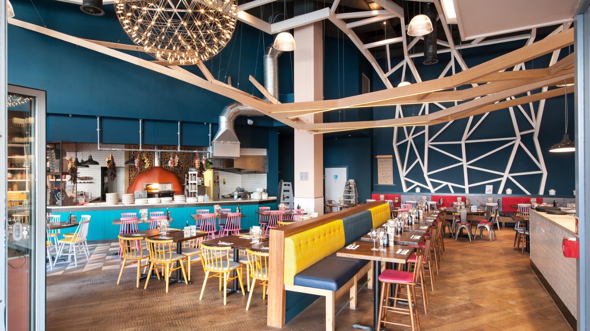 Tables and chairs Zizzi Wembley. 