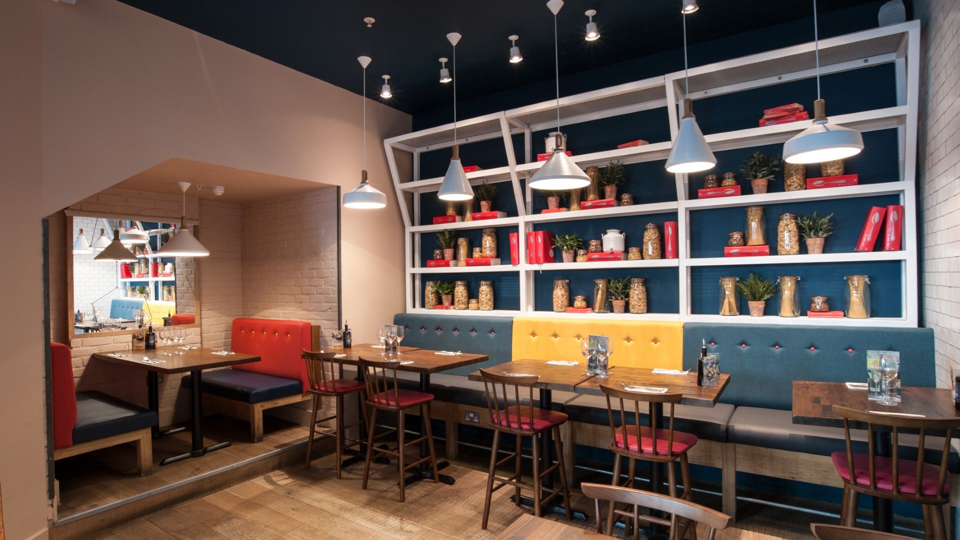 Tables and chairs Zizzi Wembley. 