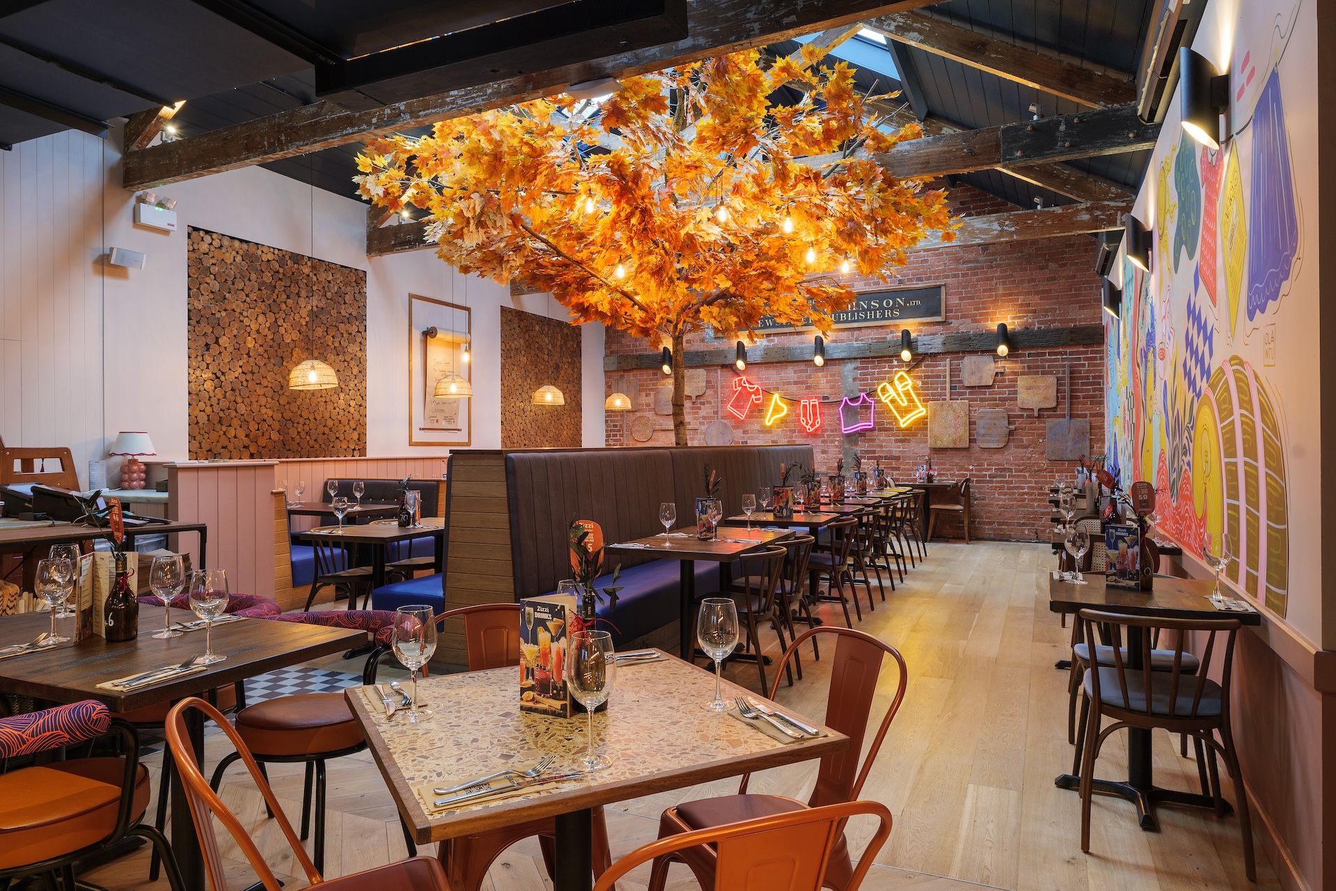 Main dining space at Zizzi Winchester 
