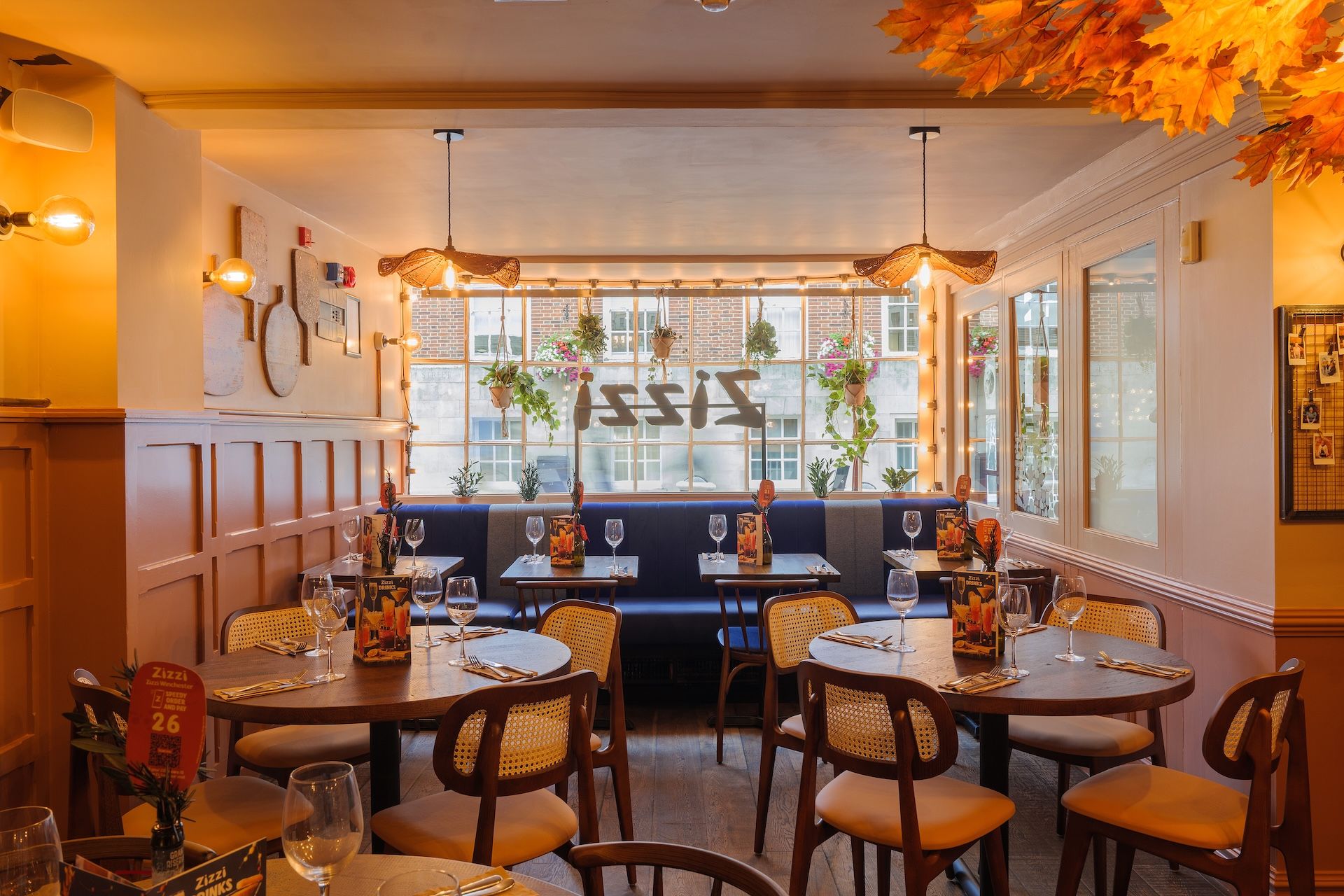 Indoor seating at Zizzi Winchester 