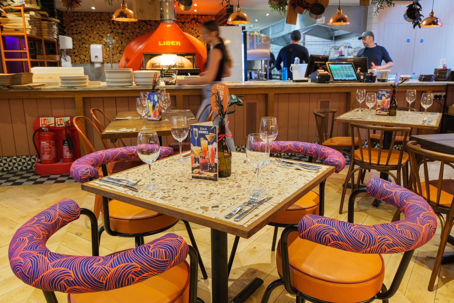 The view of the kitchen at Zizzi Winchester 