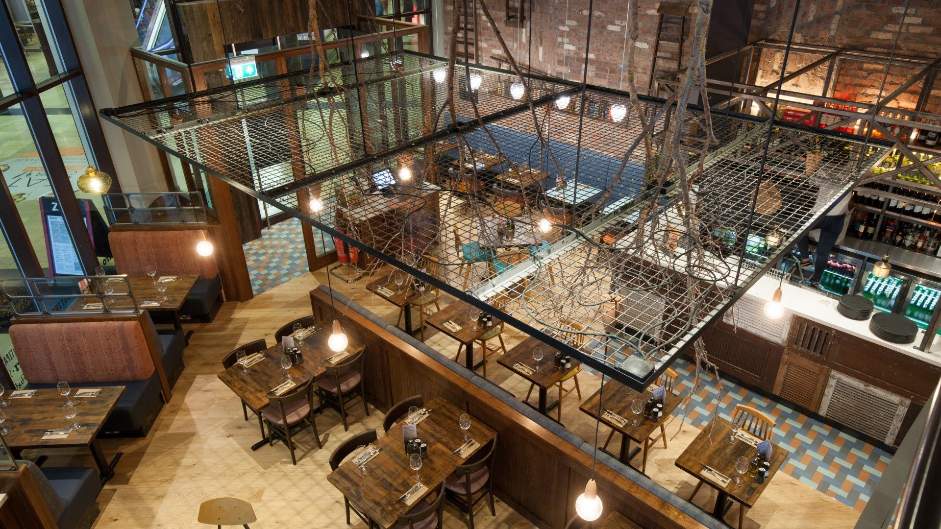 View of Seating area Zizzi Cardiff St Davids 