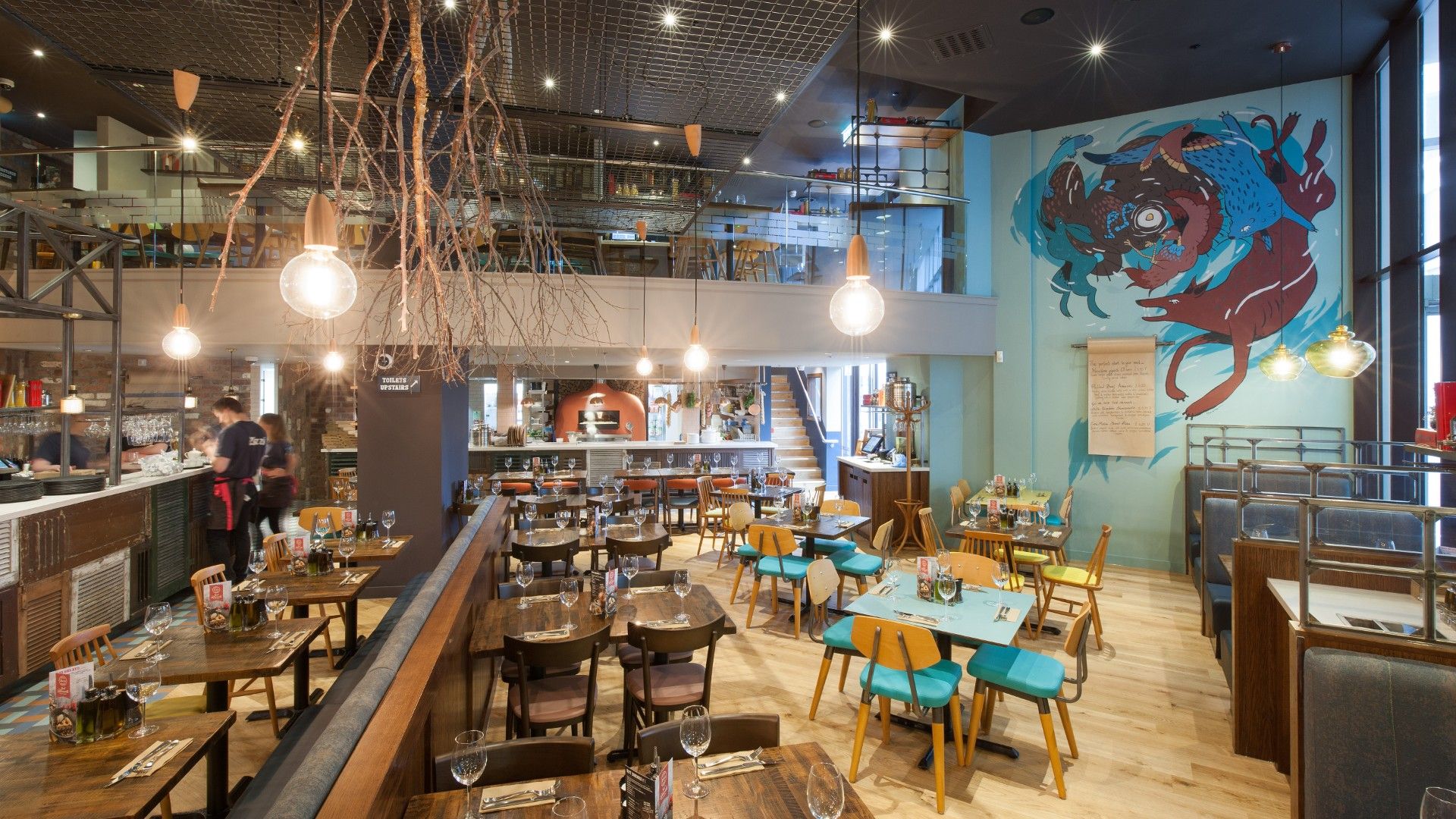 Tables and chairs Zizzi Cardiff St Davids 