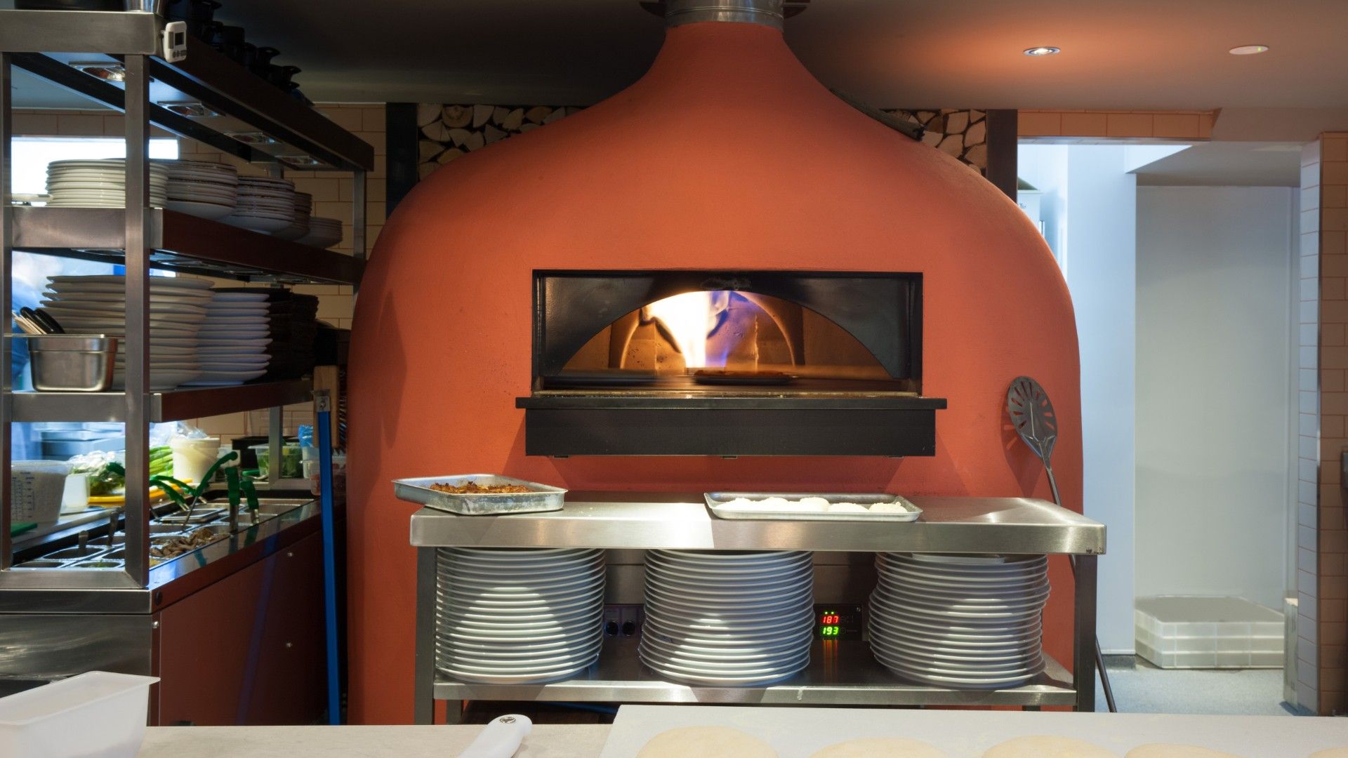 Pizza oven Zizzi Cardiff St Davids. 