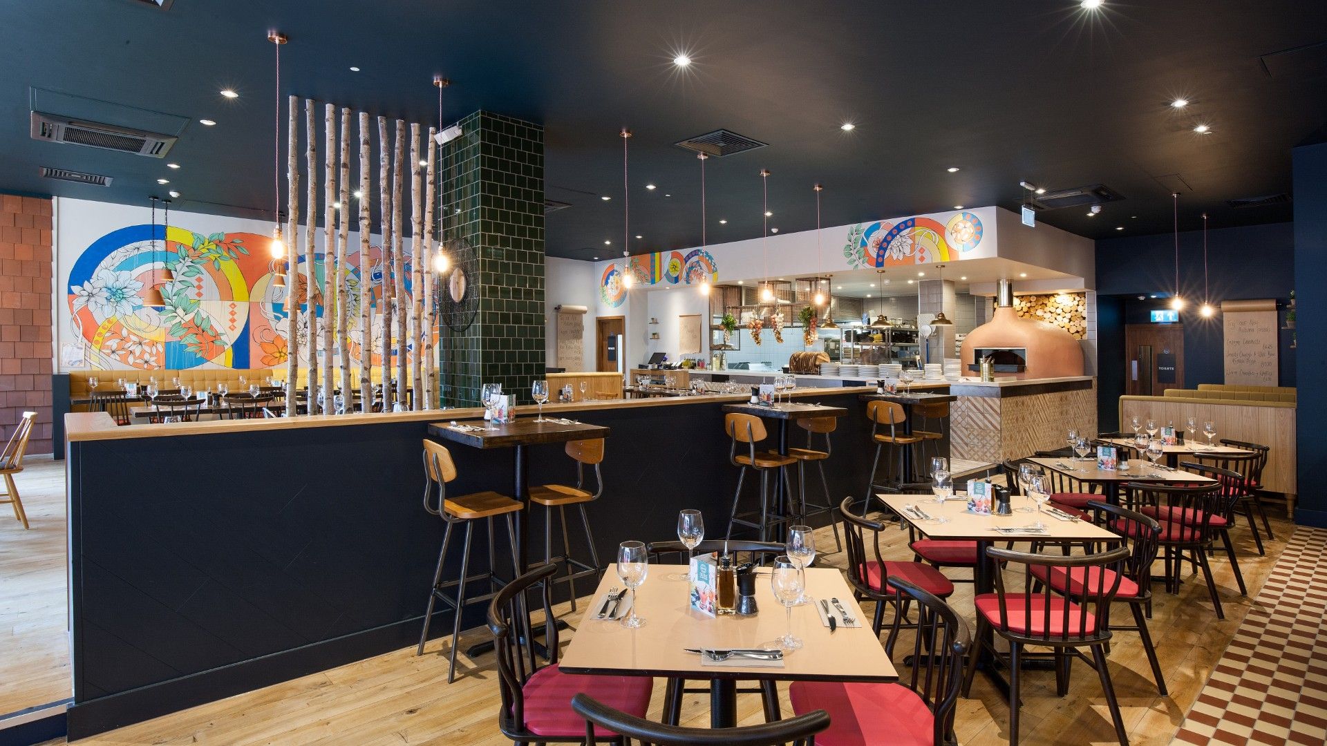 Tables and chairs Zizzi Staines. 