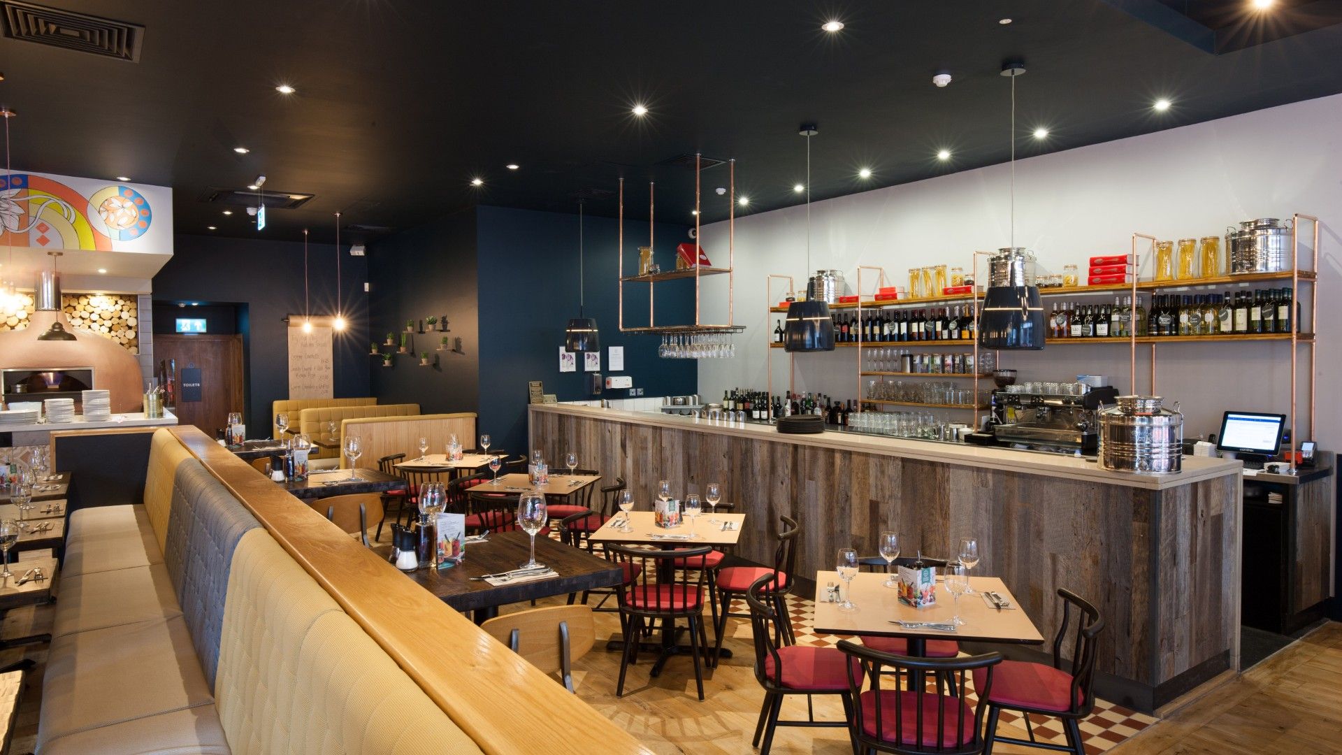 Tables and chairs Zizzi Staines. 