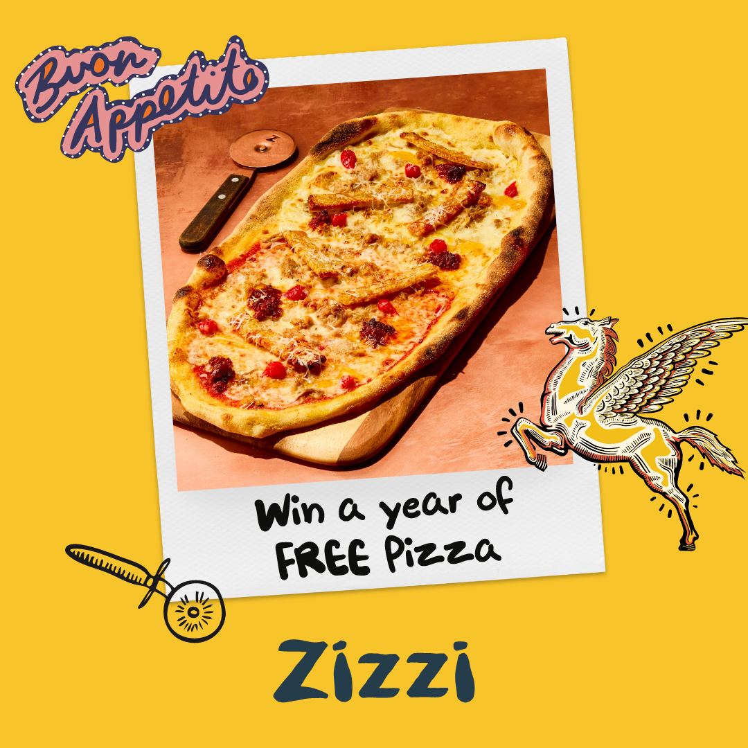 A polaroid of Sticky Pig pizza 